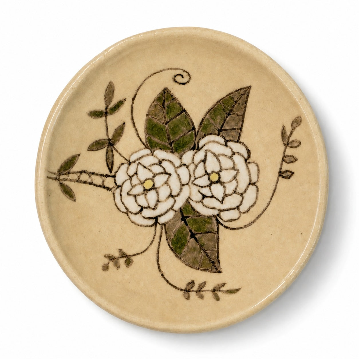 ワークショップマナ 手描き陶器 豆皿A（花）