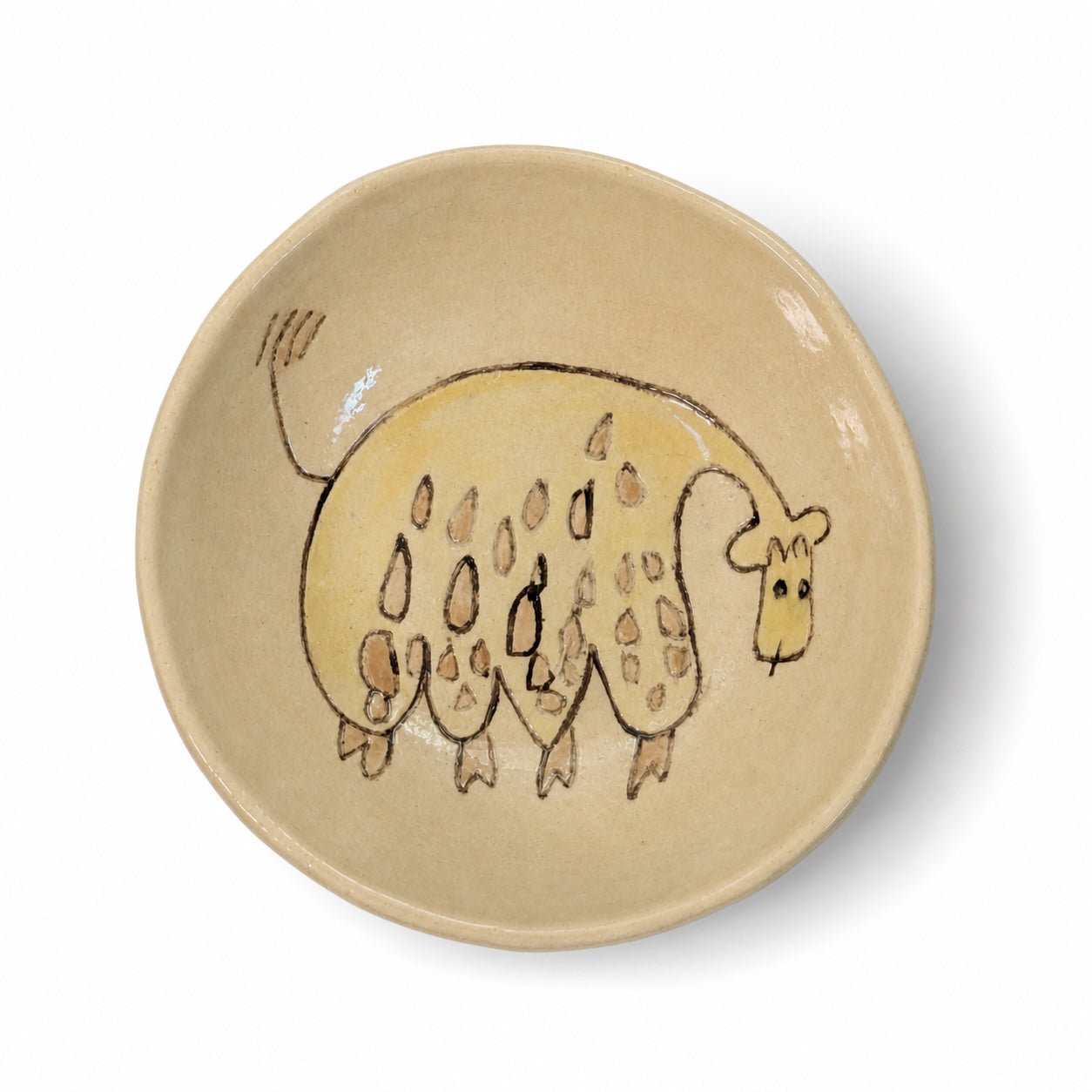 ワークショップマナ 手描き陶器 豆皿B(キリン)