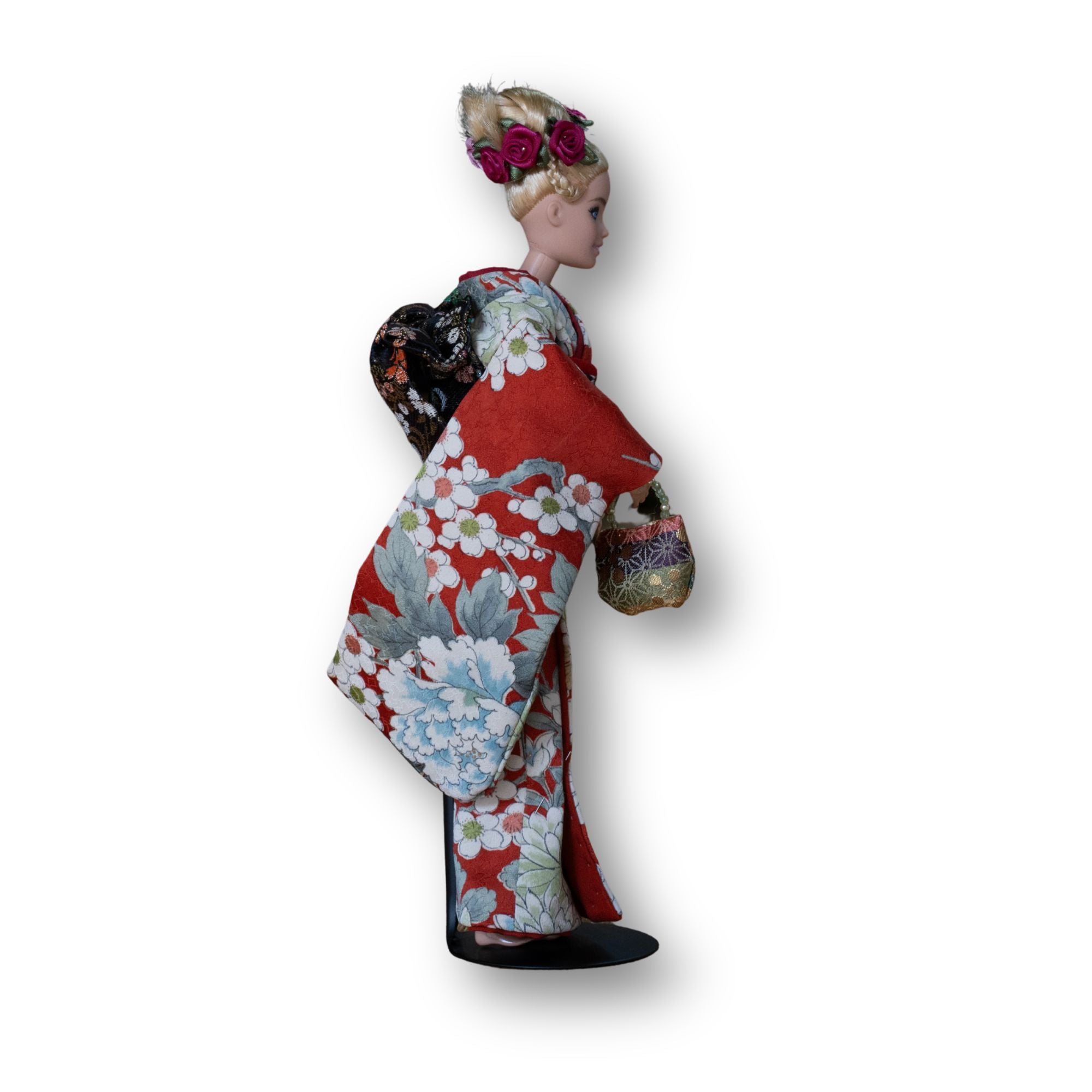 蔵ら ドール着物 ~本物の着物生地で仕立てた着せ替え人形の小さな着物と帯セット~ b