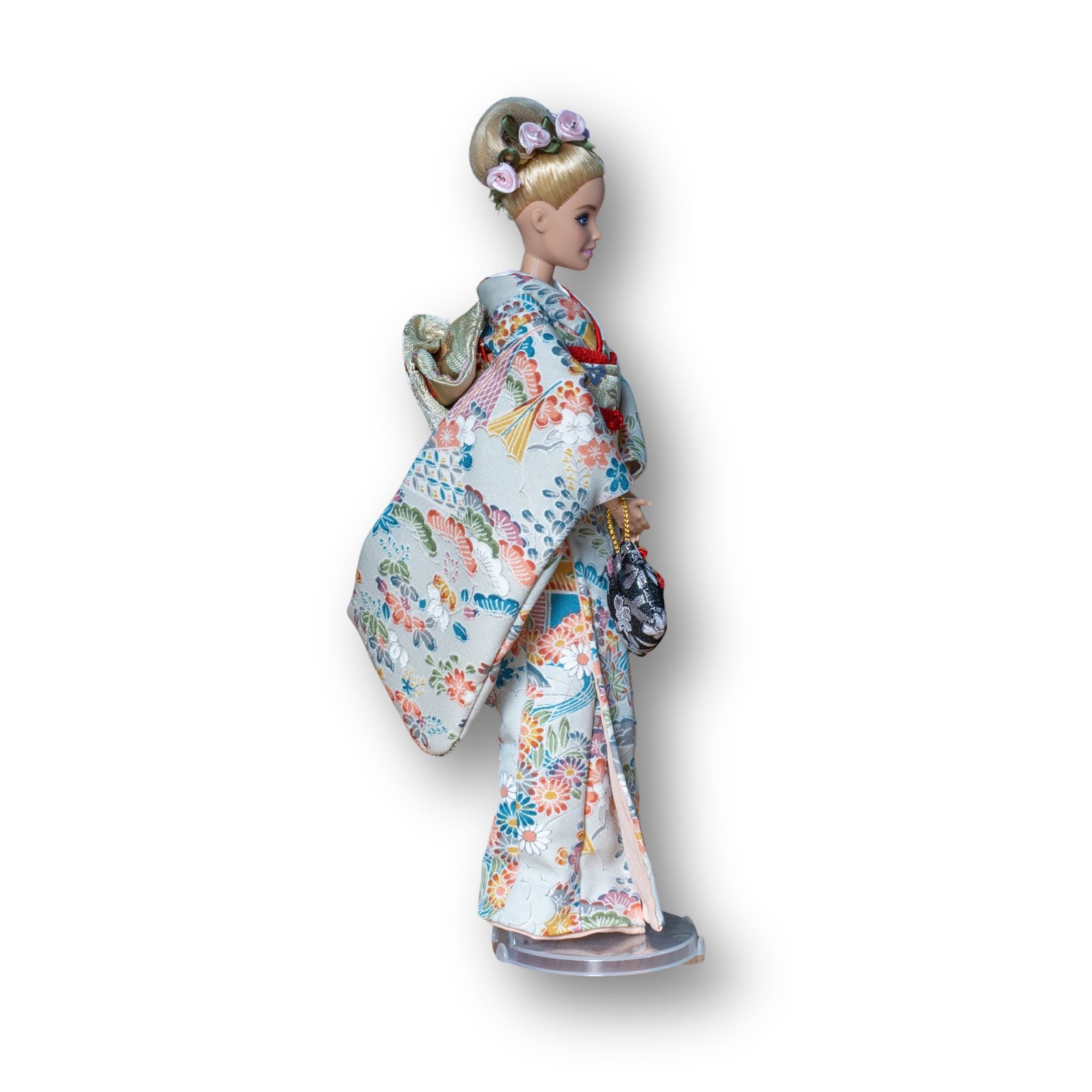 蔵ら ドール着物 ~本物の着物生地で仕立てた着せ替え人形の小さな着物と帯セット~ h
