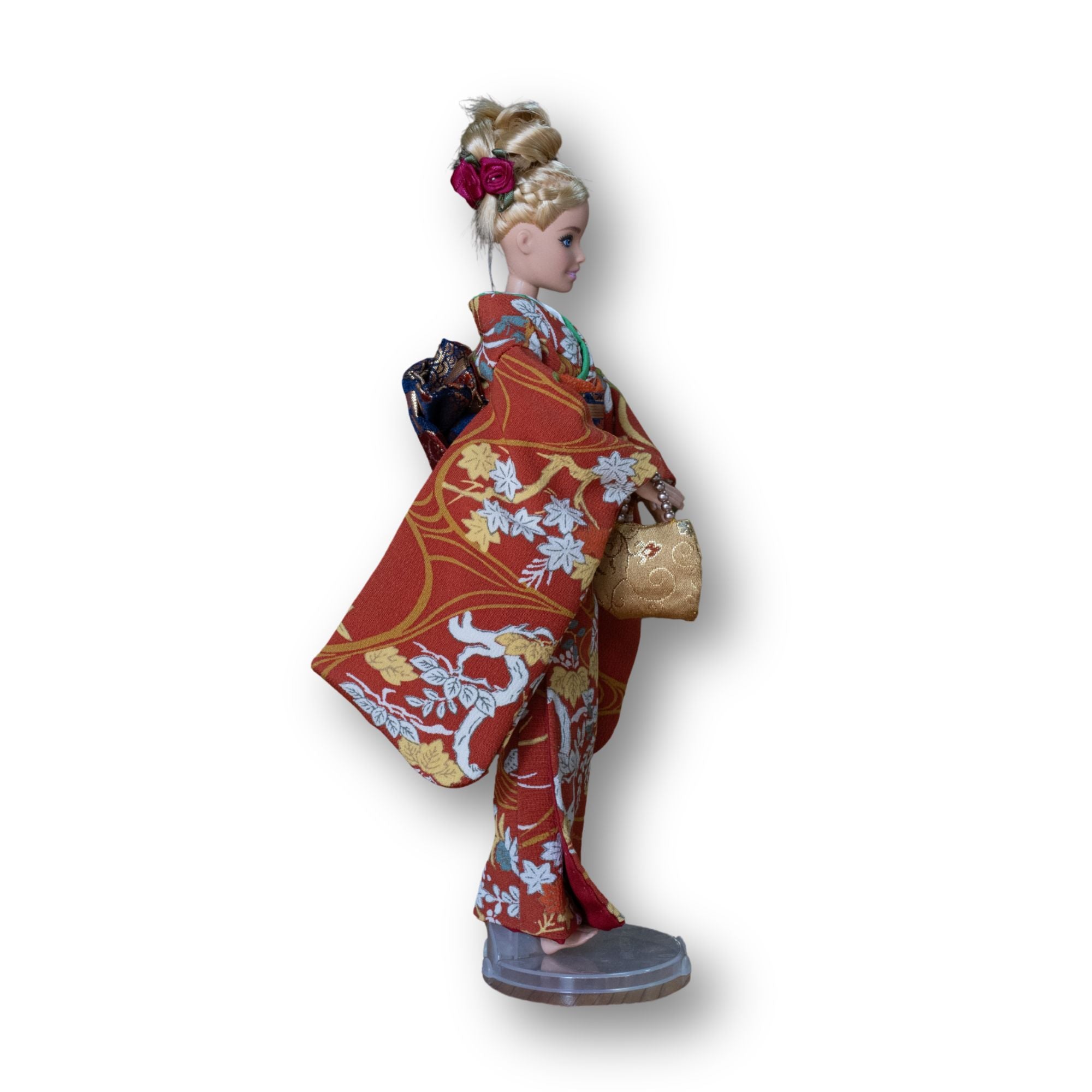 蔵ら　ドール着物  ～本物の着物生地で仕立てた着せ替え人形の小さな着物と帯セット～  c